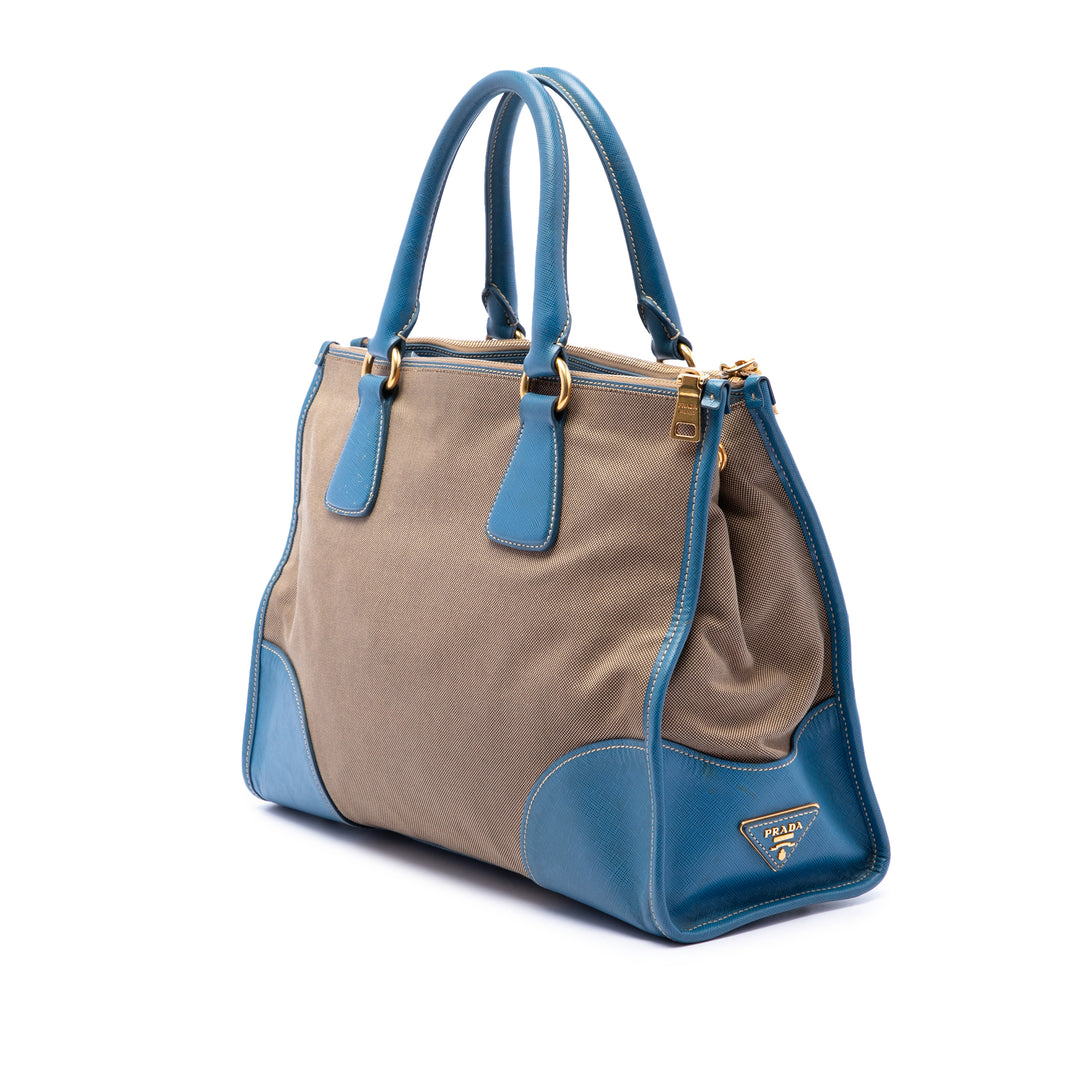 à finitions Canapa Logo Double Zippé Sac Saffiano Marron