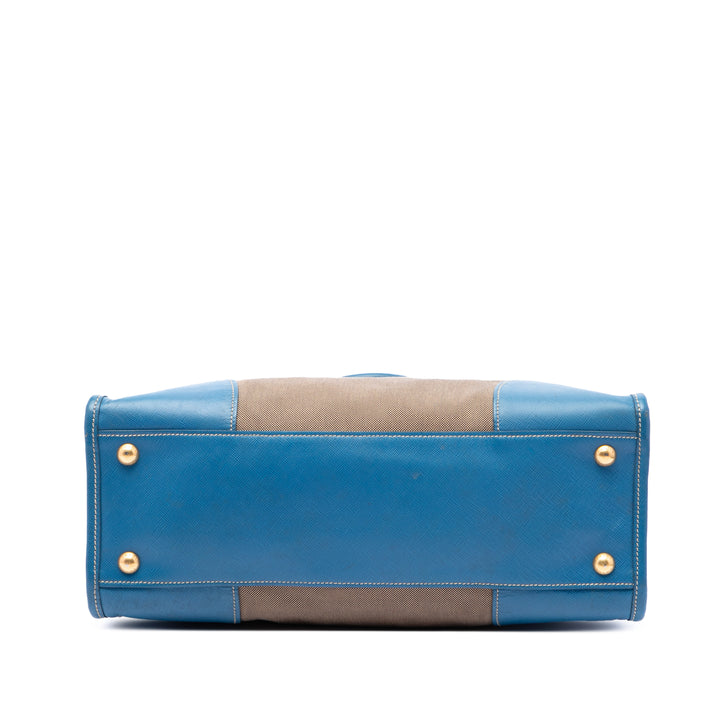 à finitions Canapa Logo Double Zippé Sac Saffiano Marron
