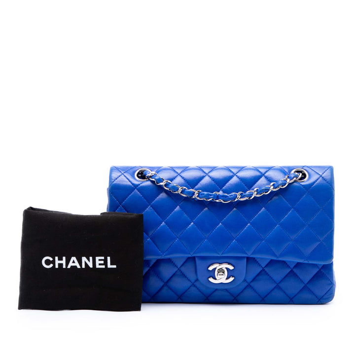 Classic Double rabat Moyen Cuir d'agneau Bleu