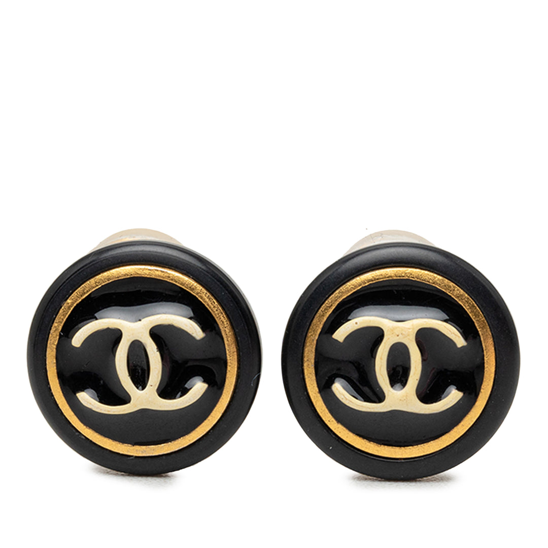 Chanel CC Resin et plaqué Bouton À clip Boucles d'oreilles Métal