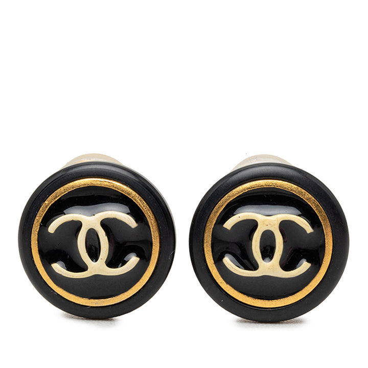 Chanel CC Resin et plaqué Bouton À clip Boucles d'oreilles Métal