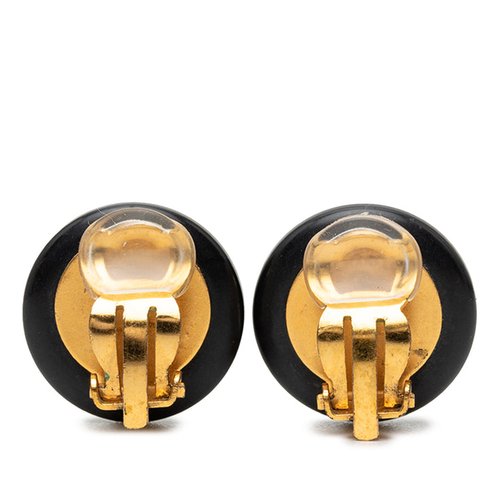Chanel CC Resin et plaqué Bouton À clip Boucles d'oreilles Métal