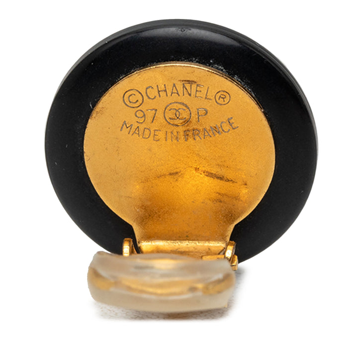 Chanel CC Resin et plaqué Bouton À clip Boucles d'oreilles Métal