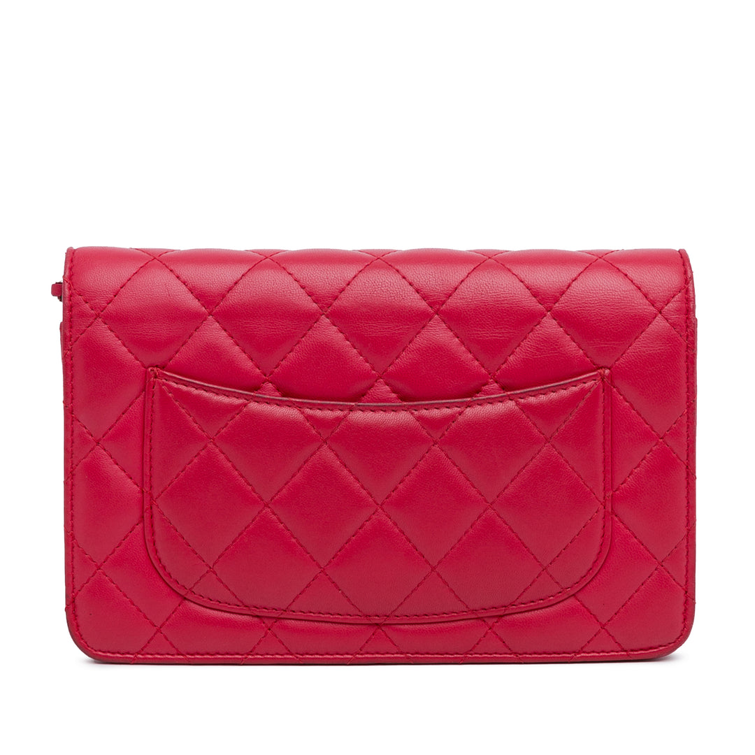 Classic Lambskin Wallet on Chain Pink - Gaby Paris