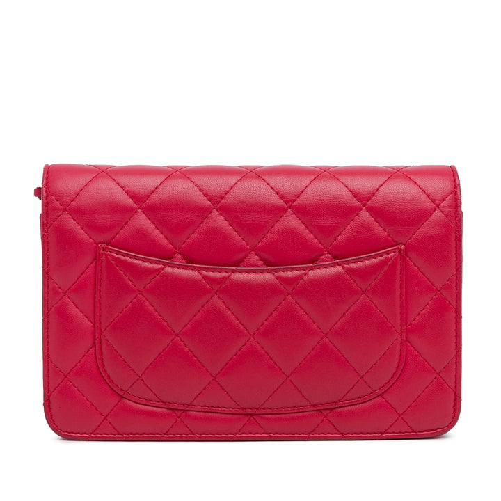 Classic Lambskin Wallet on Chain Pink - Gaby Paris