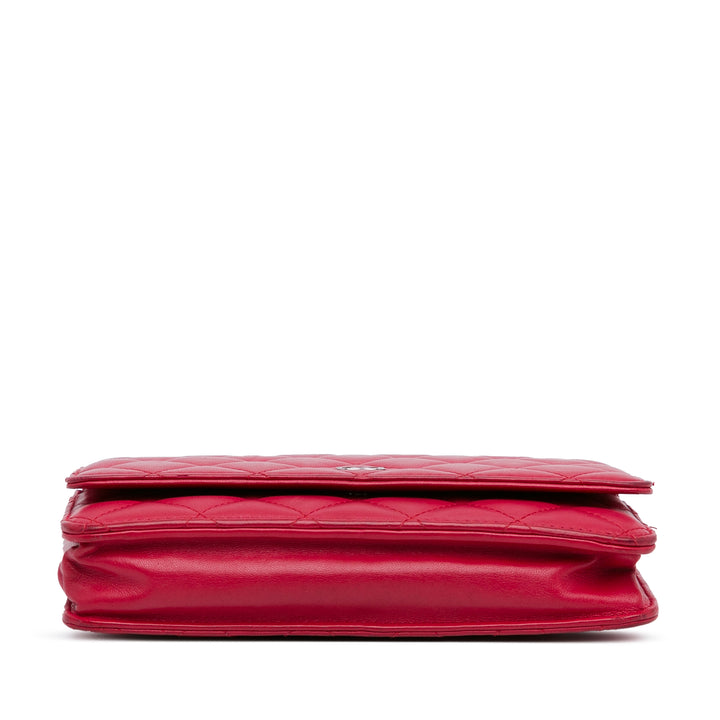 Classic Lambskin Wallet on Chain Pink - Gaby Paris