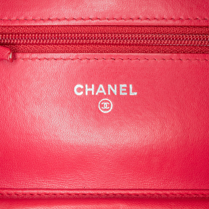 Classic Lambskin Wallet on Chain Pink - Gaby Paris