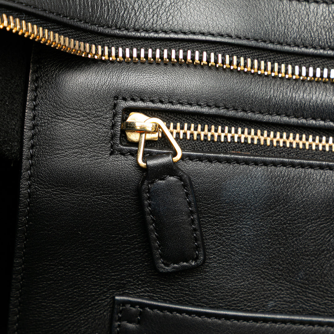 Medium Leather Classic Y Cabas Satchel Black - Gaby Paris
