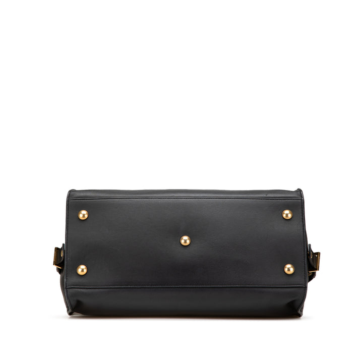 Medium Leather Classic Y Cabas Satchel Black - Gaby Paris