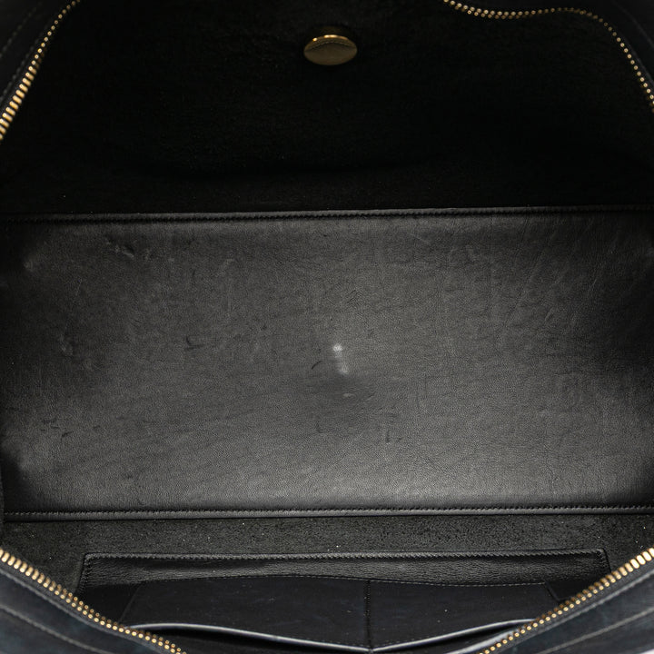 Medium Leather Classic Y Cabas Satchel Black - Gaby Paris