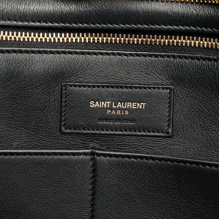 Medium Leather Classic Y Cabas Satchel Black - Gaby Paris