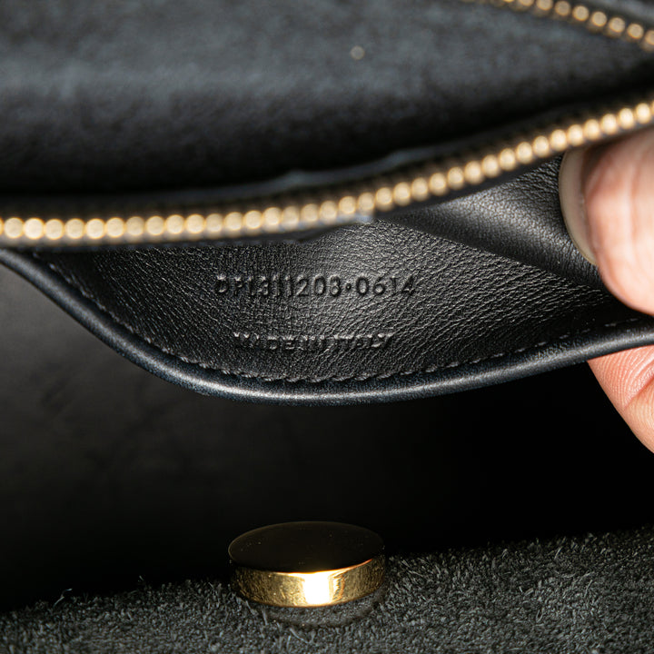 Medium Leather Classic Y Cabas Satchel Black - Gaby Paris