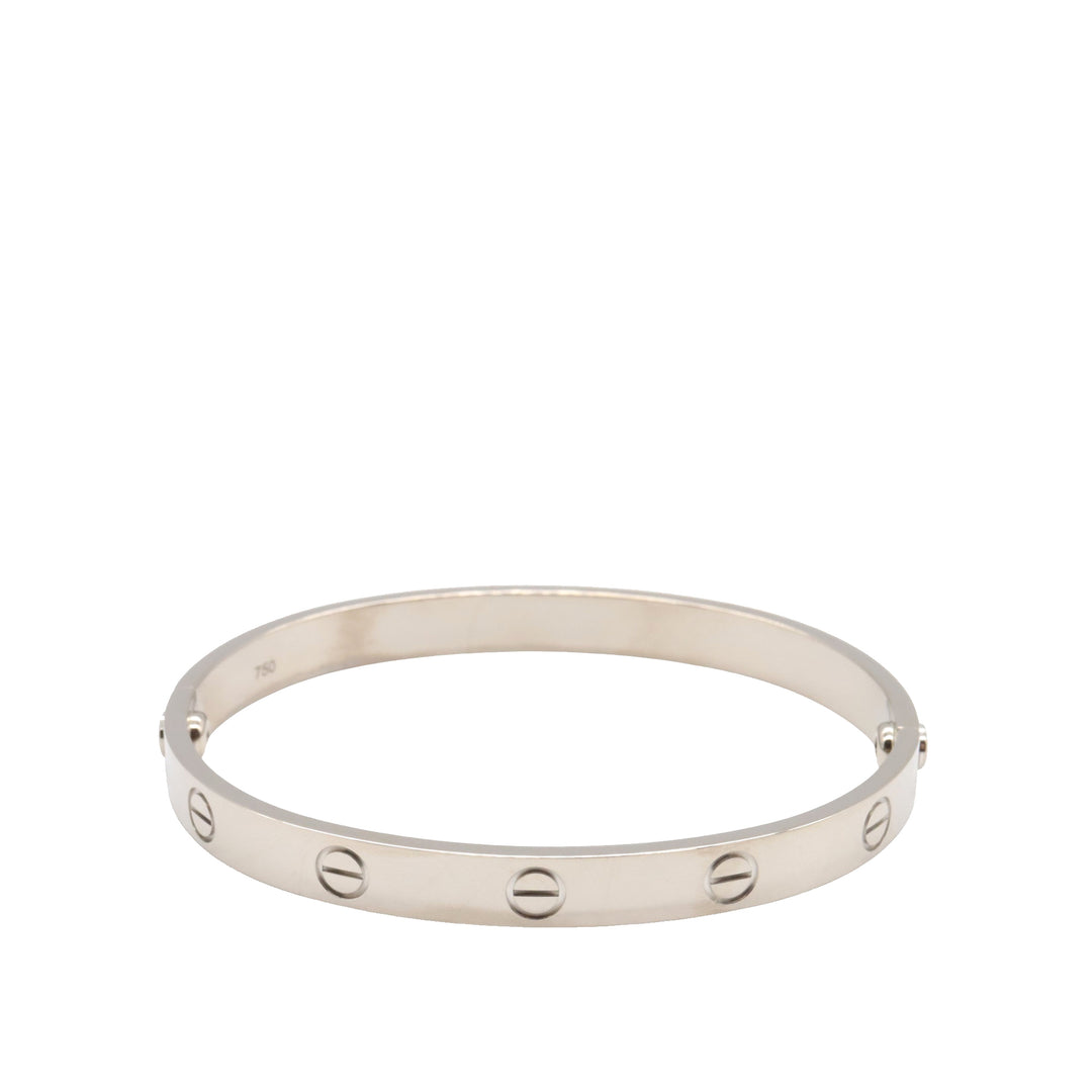 Cartier 18K Blanc Doré Love Bracelet Argenté – GABY PARIS Authentique