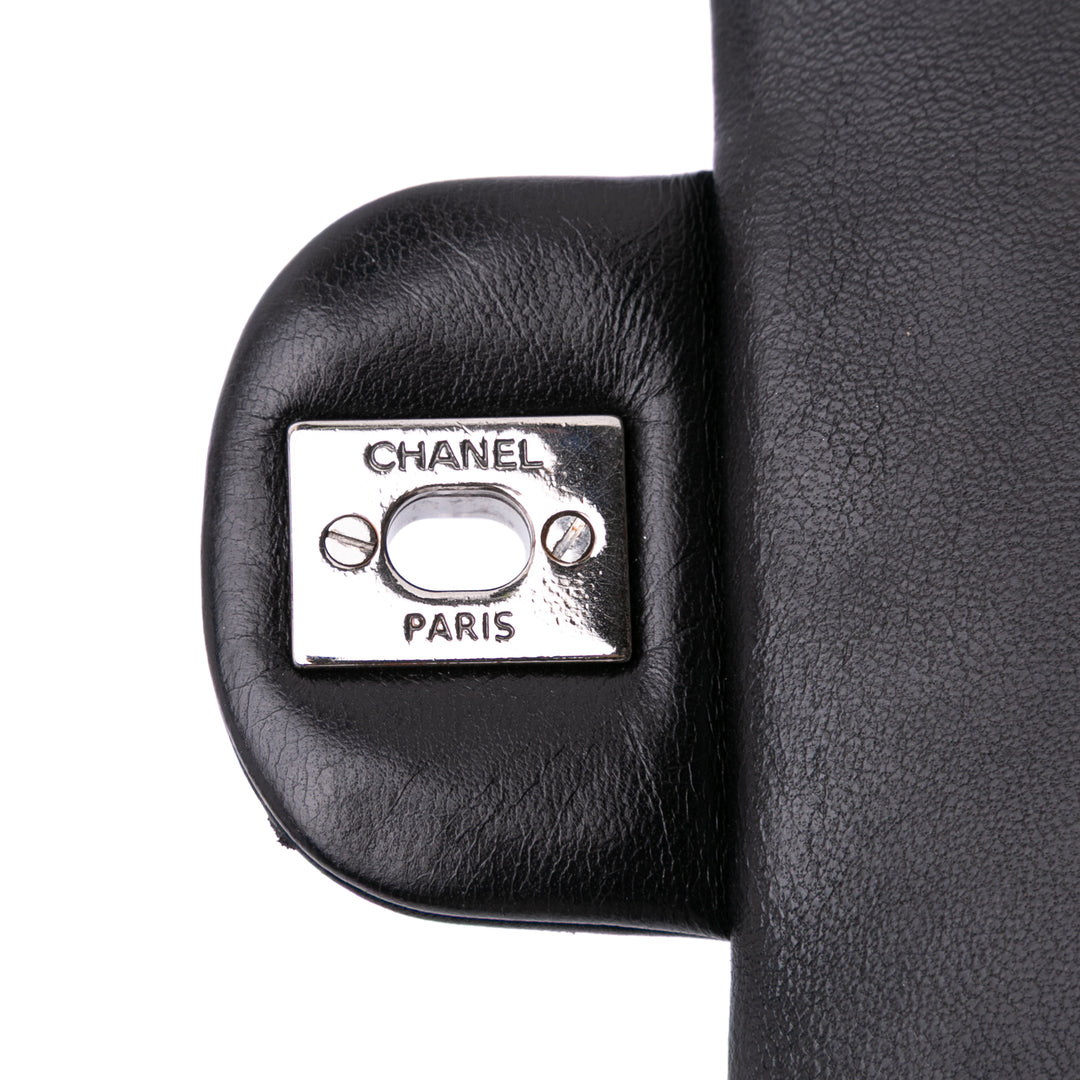 Medium Quilted Patent and Lambskin Classic Twist Flap Black - Gaby Paris