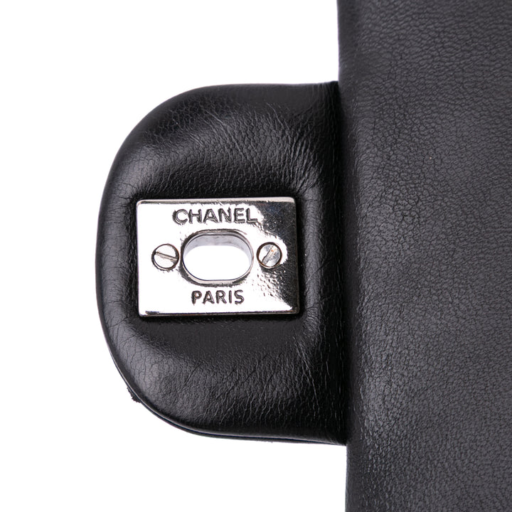 Medium Quilted Patent and Lambskin Classic Twist Flap Black - Gaby Paris
