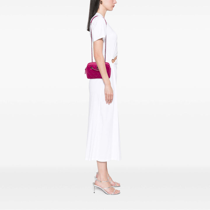 Chanel CC Matelassé Rubberized Coco Rain Sac caméra Petit Cuir d'agneau Rose – vue 6 – GABY PARIS
