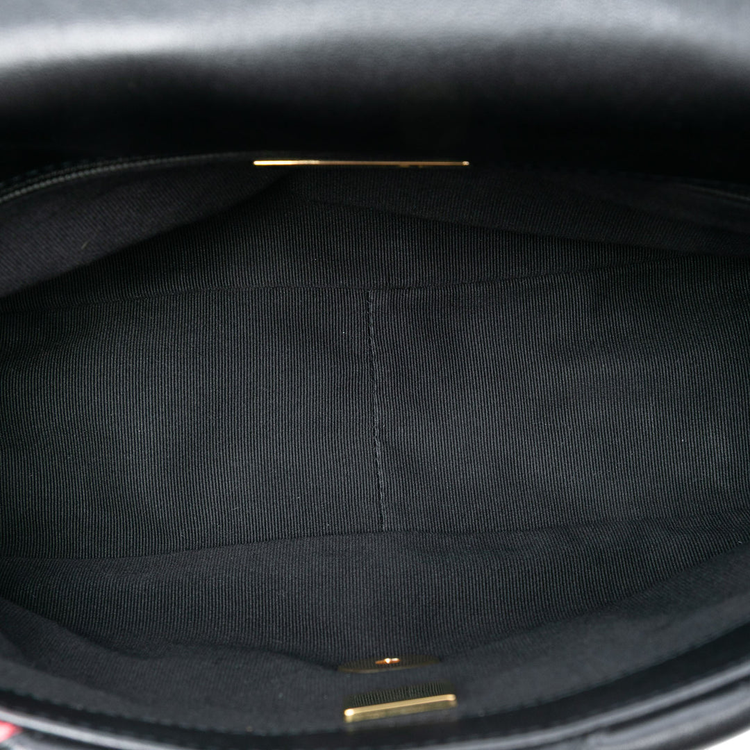 Chanel Medium Cuir d’agneau et Printed Soie Fixation 19 à rabat