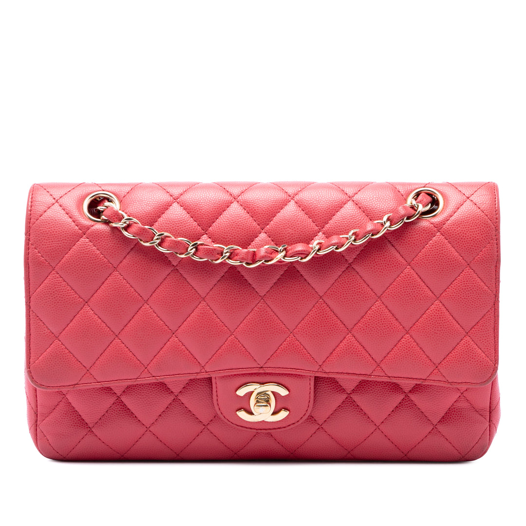 Chanel Sac porté épaule Classic Double rabat Moyen Cuir caviar Rose – vue principale – GABY PARIS