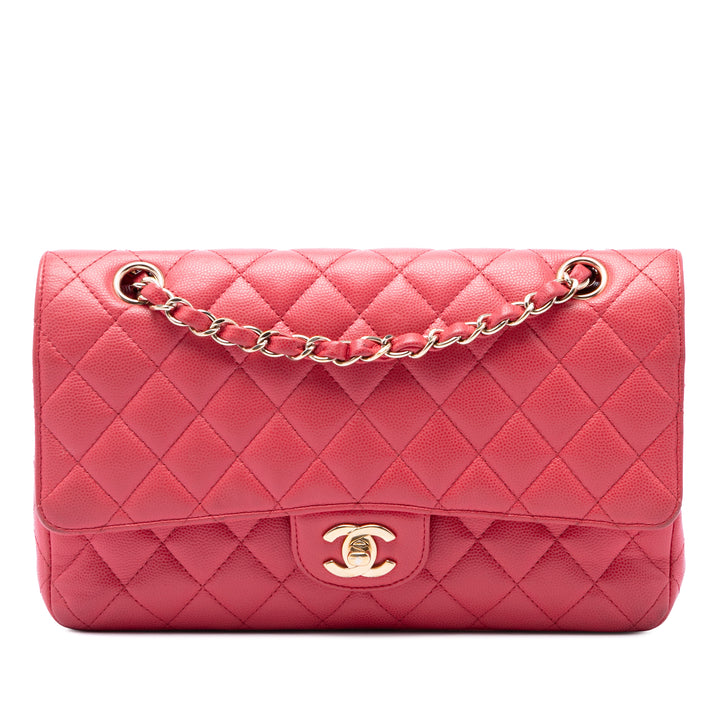 Chanel Sac porté épaule Classic Double rabat Moyen Cuir caviar Rose – vue principale – GABY PARIS