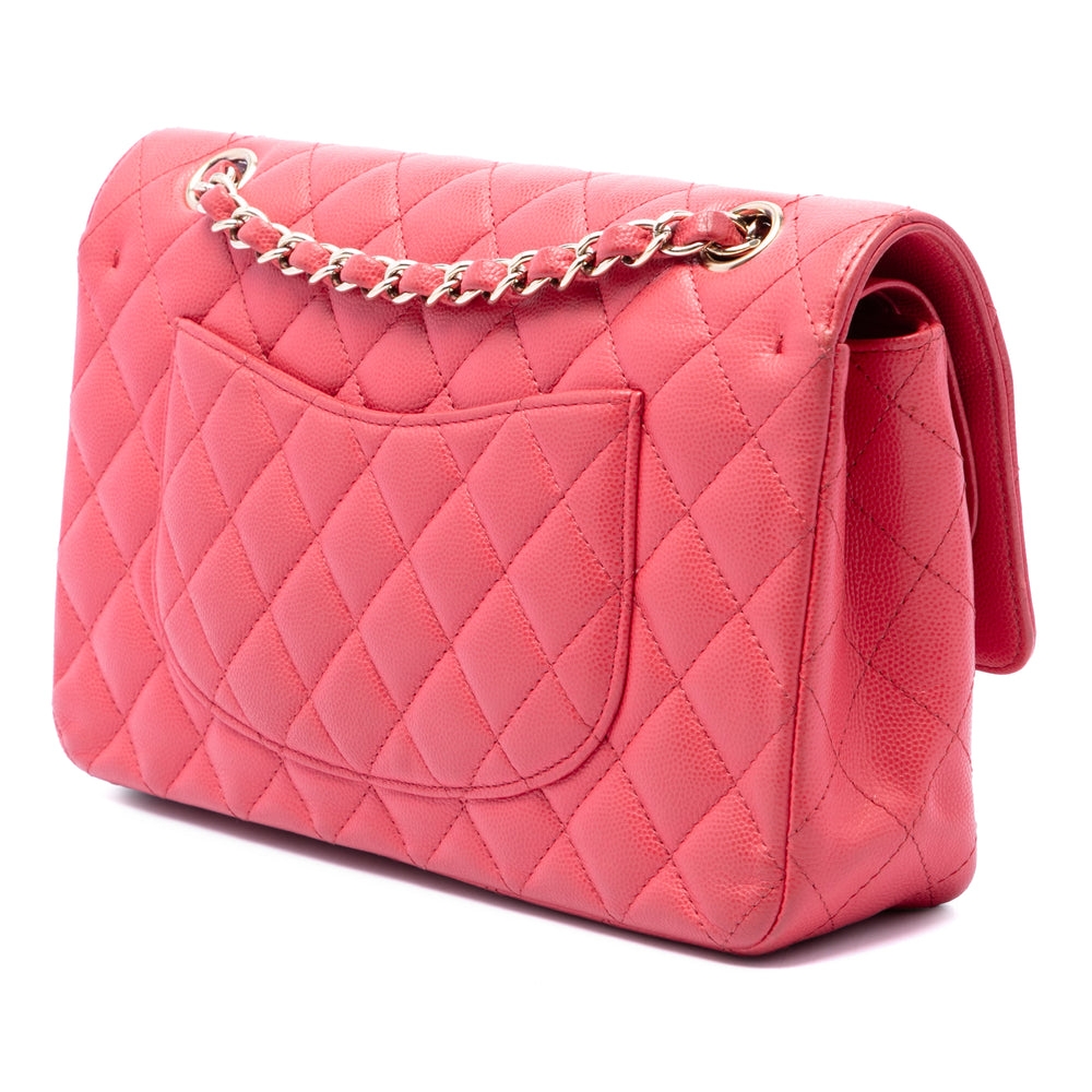 Chanel Sac porté épaule Classic Double rabat Moyen Cuir caviar Rose – vue 2 – GABY PARIS