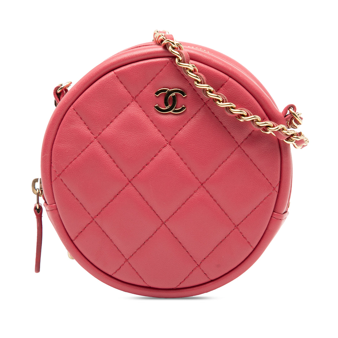 Chanel CC Matelassé Cuir d’agneau Rond Pochette avec chaîne – GABY PARIS Authentique