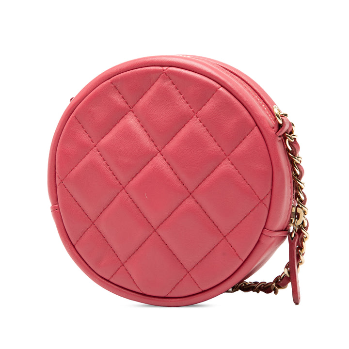Chanel CC Matelassé Cuir d’agneau Rond Pochette avec chaîne – GABY PARIS Authentique