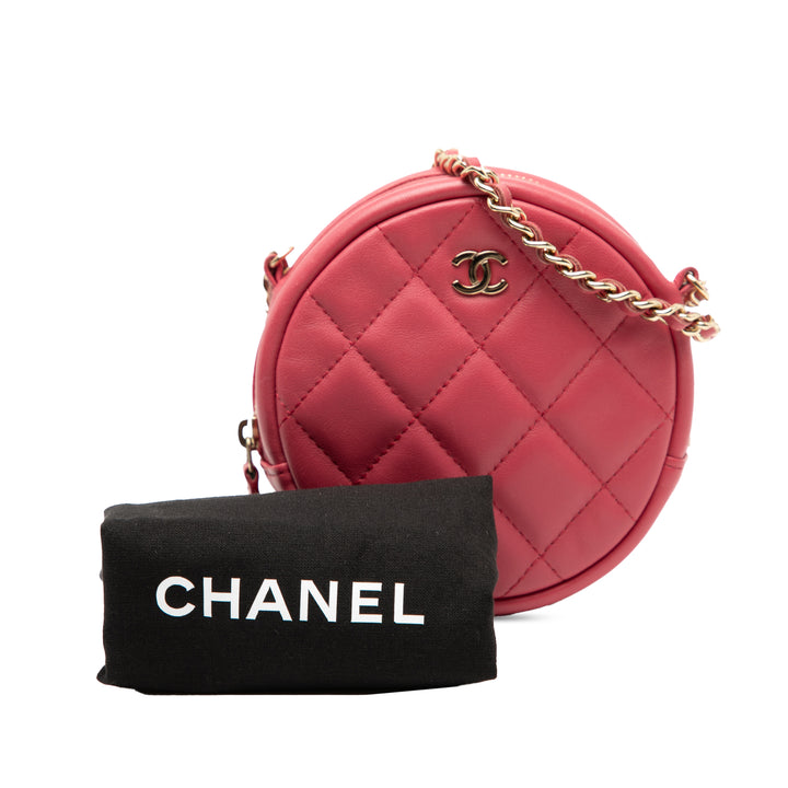 Chanel CC Matelassé Cuir d’agneau Rond Pochette avec chaîne – GABY PARIS Authentique