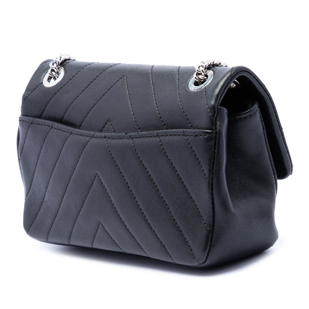 Chanel Mini CC Chevron Cuir de veau Simple rabat