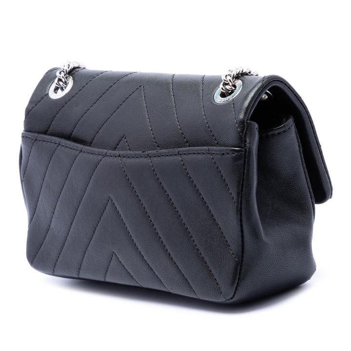 Chanel Mini CC Chevron Cuir de veau Simple rabat