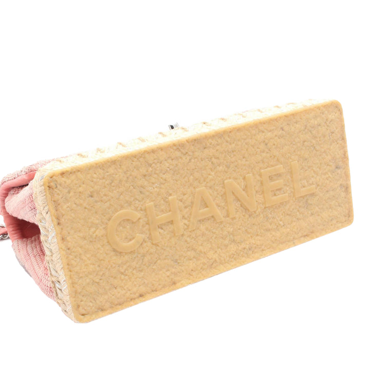 Quilted Cotton and  Jute Espadrille Chain Flap Pink - Gaby Paris