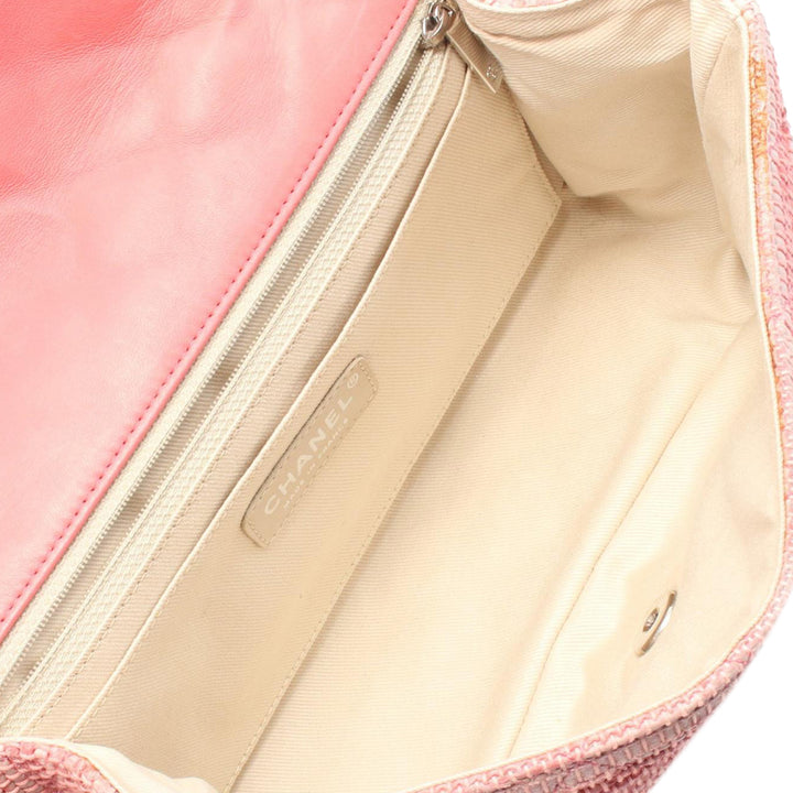 Quilted Cotton and  Jute Espadrille Chain Flap Pink - Gaby Paris