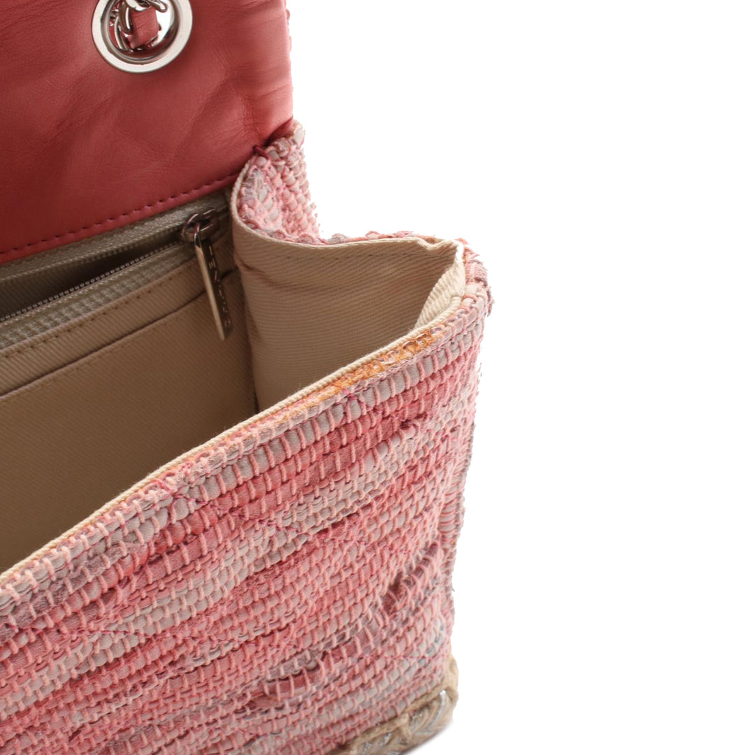 Quilted Cotton and  Jute Espadrille Chain Flap Pink - Gaby Paris