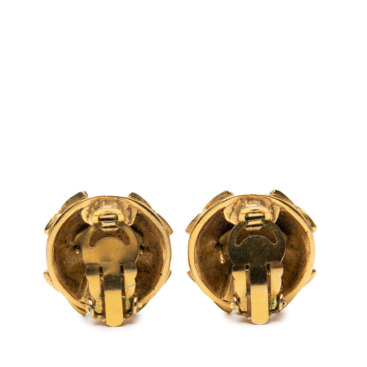 Chanel CC plaqué Rond Strass À clip Boucles d'oreilles Métal