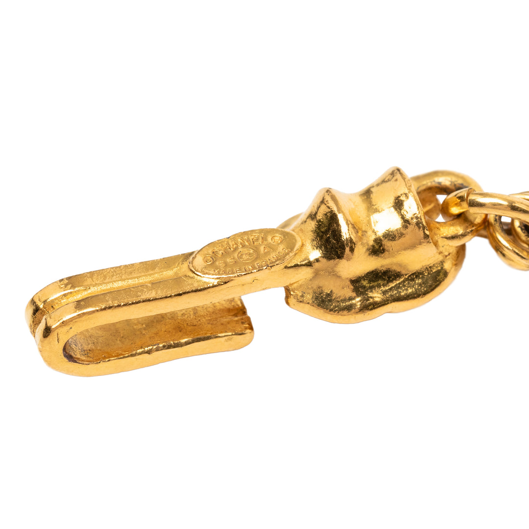 Chanel plaqué CC Filigree Ball Pendant Collier Métal