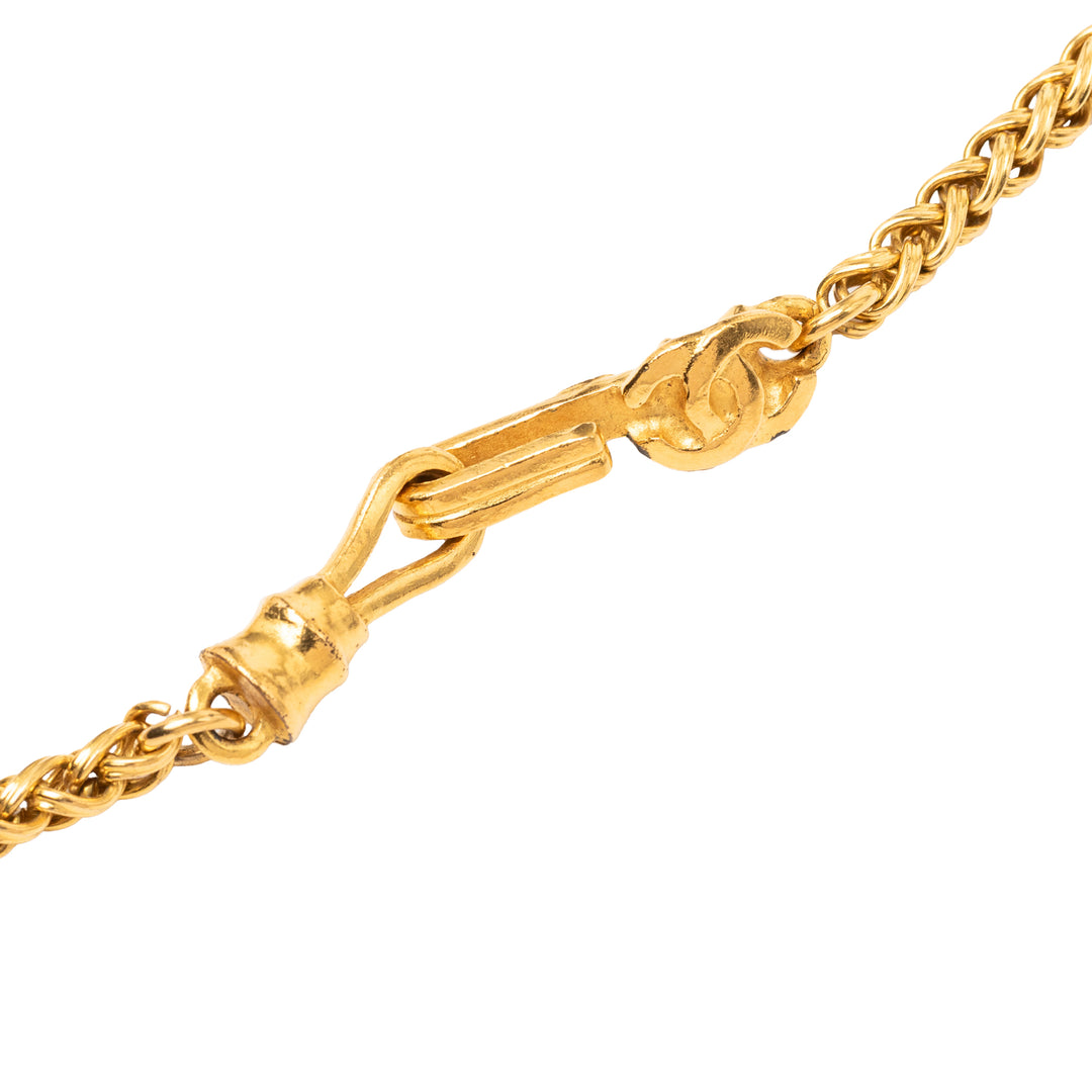 Chanel plaqué CC Filigree Ball Pendant Collier Métal
