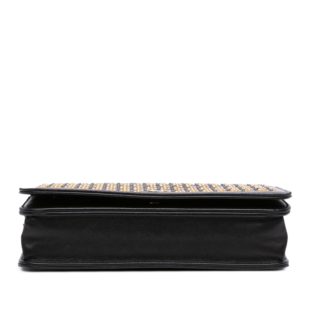 CC Studded Lambskin Wallet on Chain Black - Gaby Paris