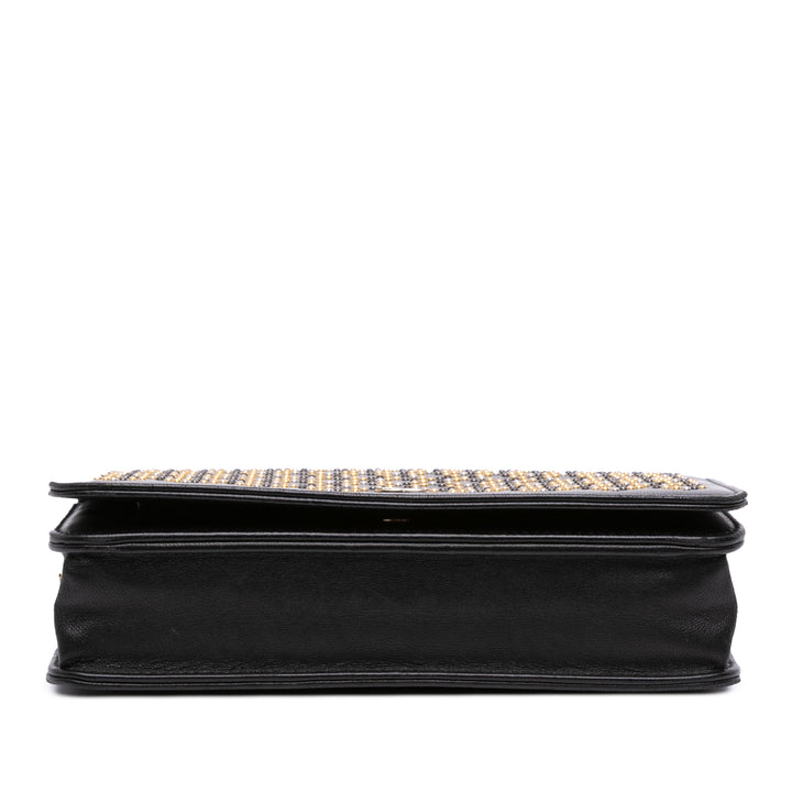 CC Studded Lambskin Wallet on Chain Black - Gaby Paris