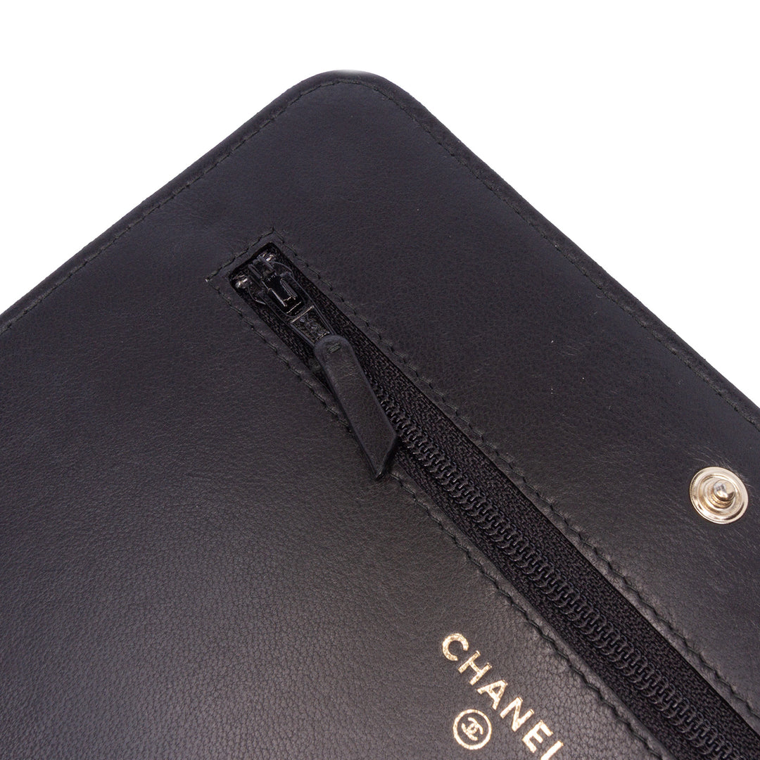 CC Studded Lambskin Wallet on Chain Black - Gaby Paris