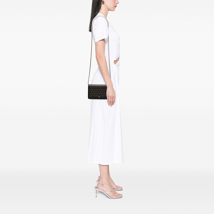 CC Studded Lambskin Wallet on Chain Black - Gaby Paris