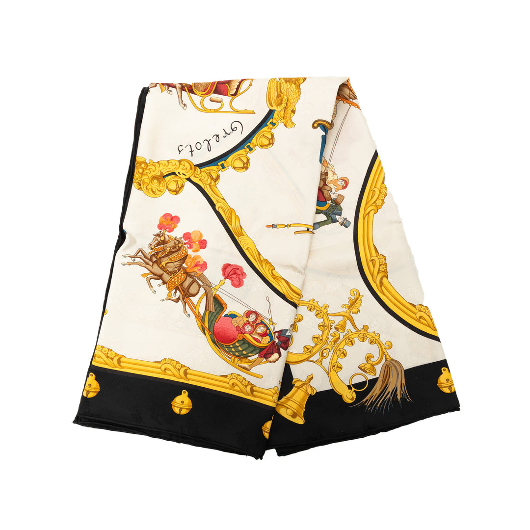 Hermès Plumes et Grelots Soie Foulard 90 Multi
