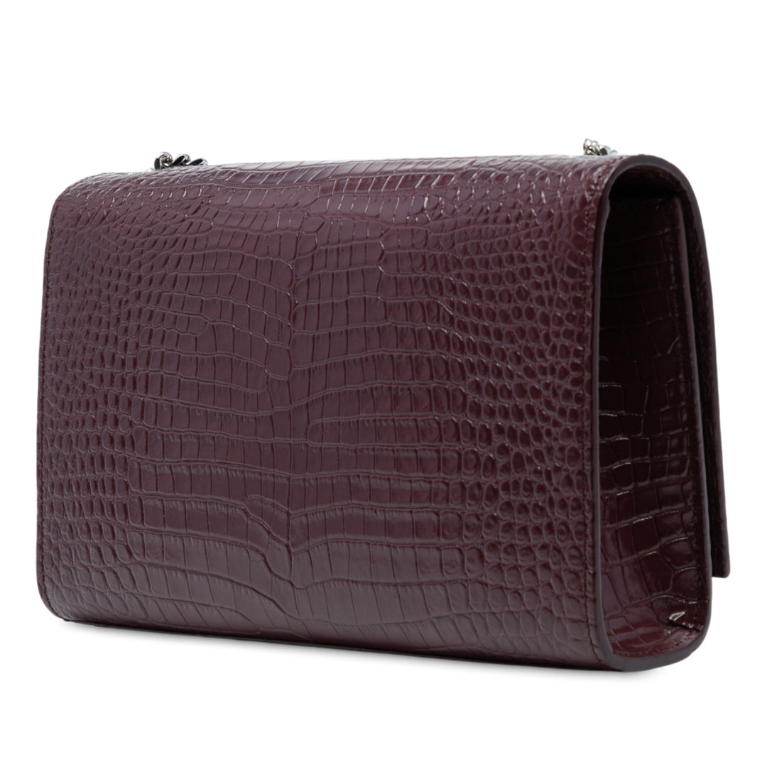 Saint Laurent Medium Croc embossé Cuir Monogram Kate Tassel Sac porté croisé