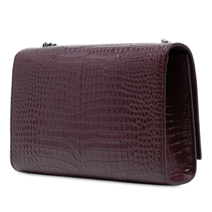 Saint Laurent Medium Croc embossé Cuir Monogram Kate Tassel Sac porté croisé