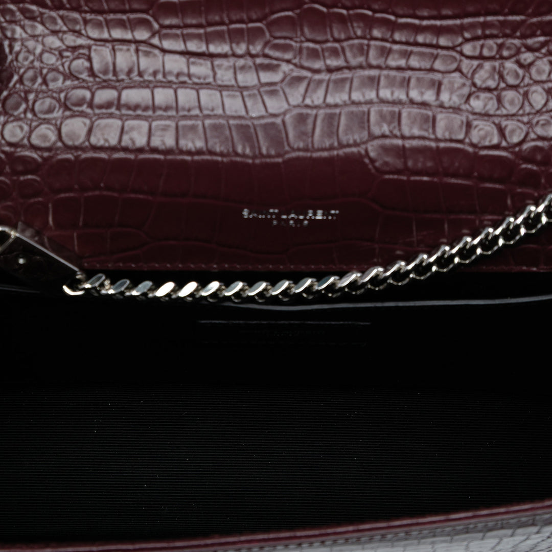 Saint Laurent Medium Croc embossé Cuir Monogram Kate Tassel Sac porté croisé