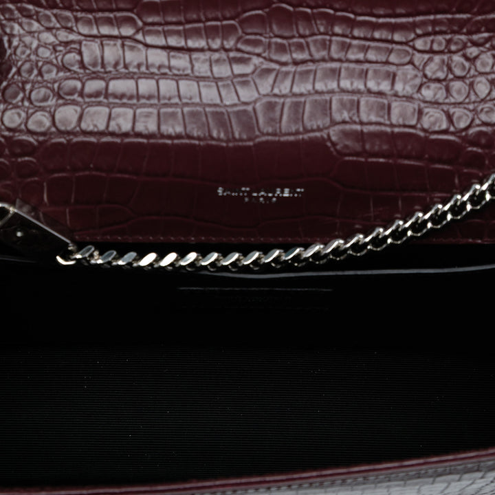 Saint Laurent Medium Croc embossé Cuir Monogram Kate Tassel Sac porté croisé