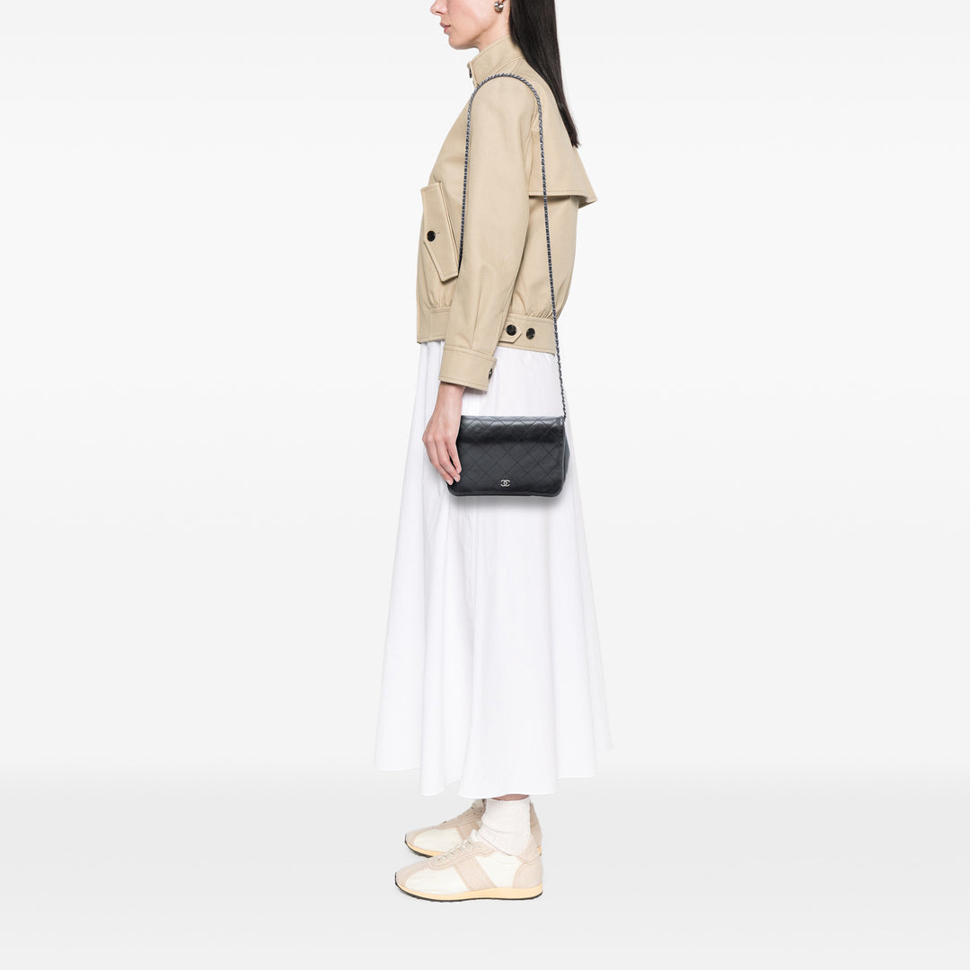 Chanel CC Matelassé Cuir d’agneau Rabat intégral Wallet on Chain