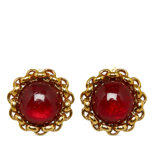 CC Rhinestone Clip on Earrings Red - Gaby Paris