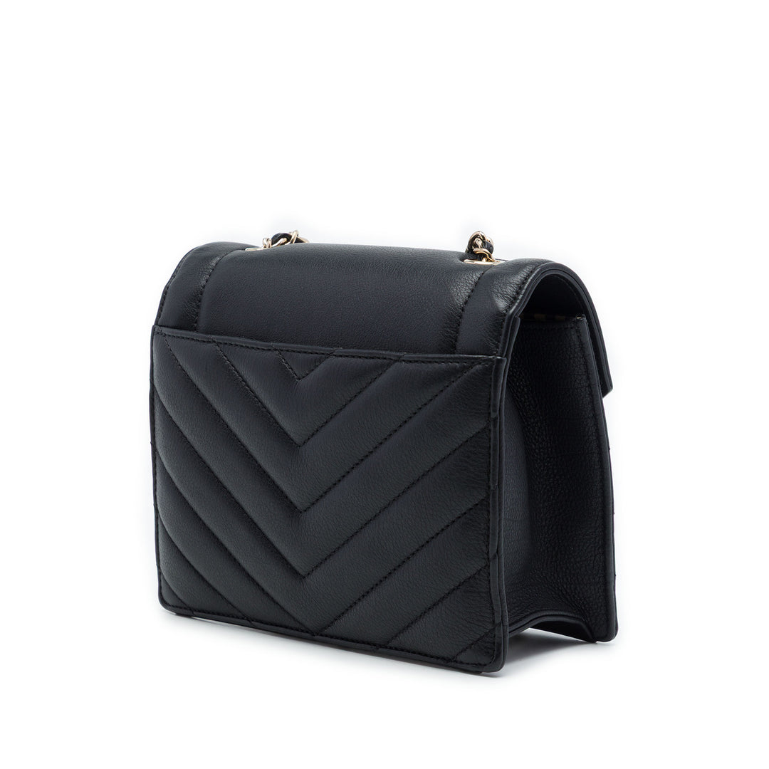 Chanel Chevron Enveloppe à rabat Petit Cuir de veau Noir – vue 2 – GABY PARIS