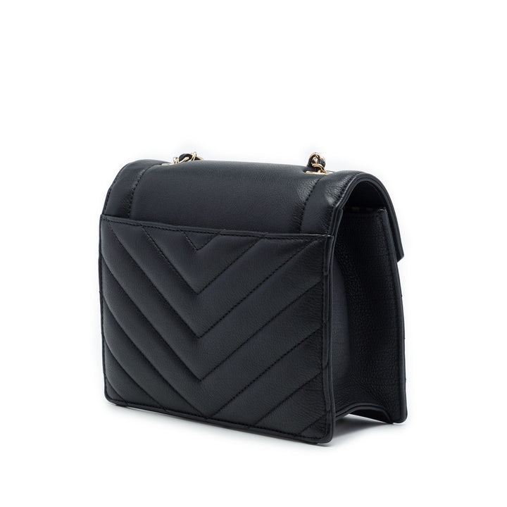 Chanel Chevron Enveloppe à rabat Petit Cuir de veau Noir – vue 2 – GABY PARIS