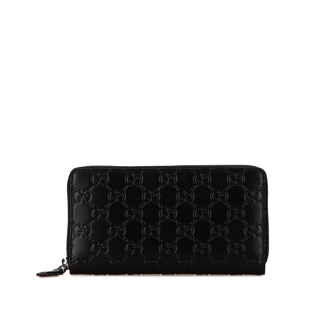 Guccissima Zip Around Leather Wallet Black - Gaby Paris