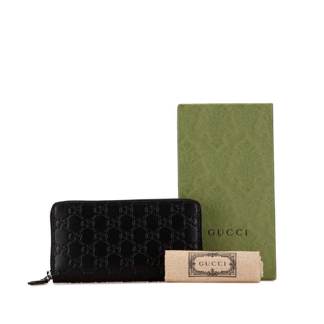 Guccissima Zip Around Leather Wallet Black - Gaby Paris